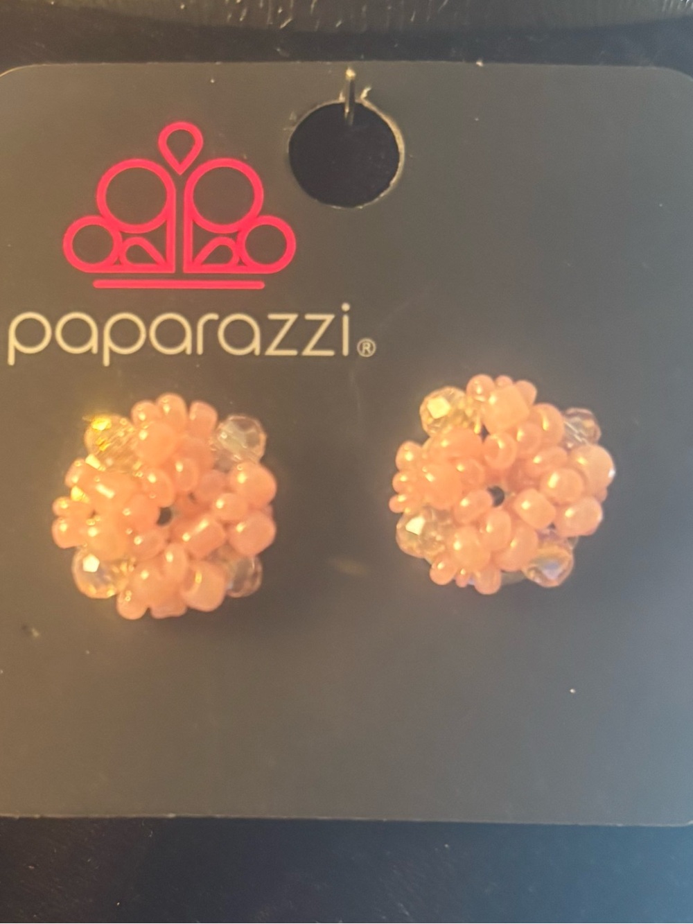 paparazzi Pink Beaded Floral Cluster earrings